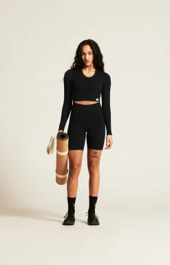 Collective Rib Cropped Ls Top W