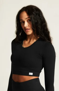 Collective Rib Cropped Ls Top W