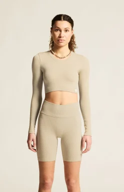 Collective Rib Cropped Ls Top W